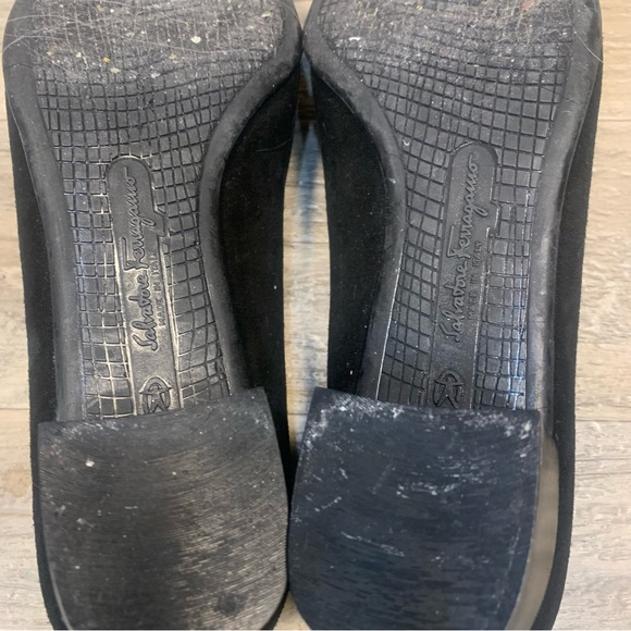 Ferragamo Boutique Italy Suede Croc Horse Bit Buckle Square Toe Loafers - Picture 11 of 13